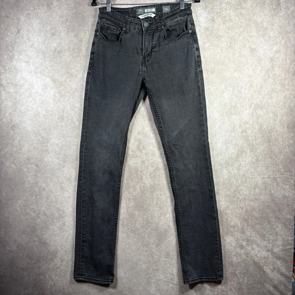 BKE Jeans Mens 30L Black Alec Straight Leg Casual Stretch Denim Pockets